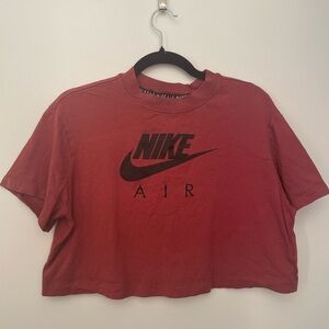 Nike Air Burgundy Crop Top with Black Logo Boxy Fit Size XS Pure Organic Cotton